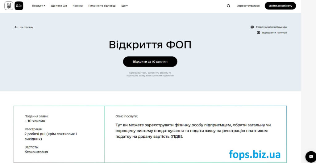 регистрация ФОП Дія